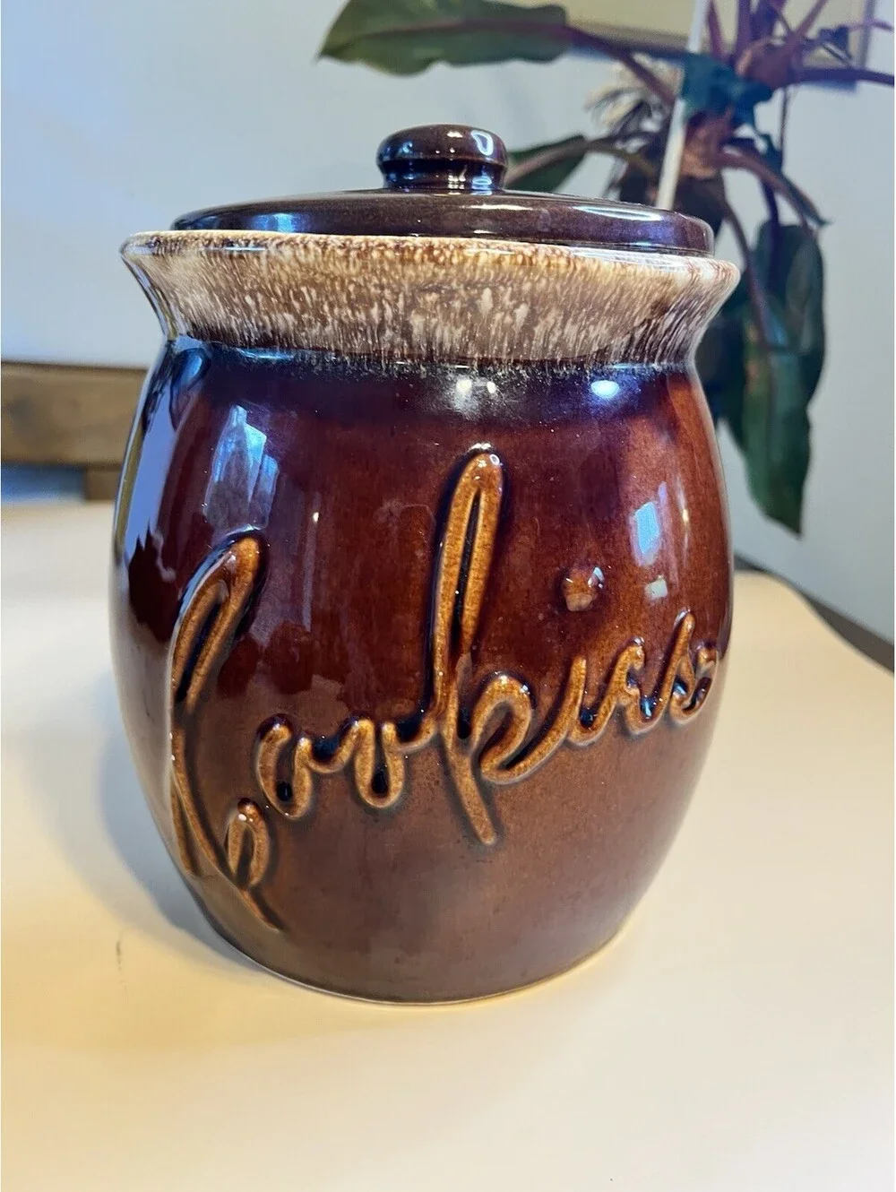 Hull Pottery Vintage Brown Drip Glaze Cookie Jar USA Canister / Lid MCM VG Cond
